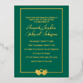 エメラルド結婚のフォイルRSVP招待状はがき 箔招待状ポストカード (正面)