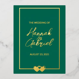 エメラルド結婚のホイル招待状はがき 箔招待状ポストカード