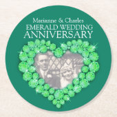 エメラルド結婚の記念ハートフォトコースター ラウンドペーパーコースター (正面)