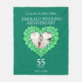 エメラルド結婚の記念写真ハートグリーン フリースブランケット (正面)