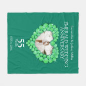 エメラルド結婚の記念写真ハートグリーン フリースブランケット (正面(横))