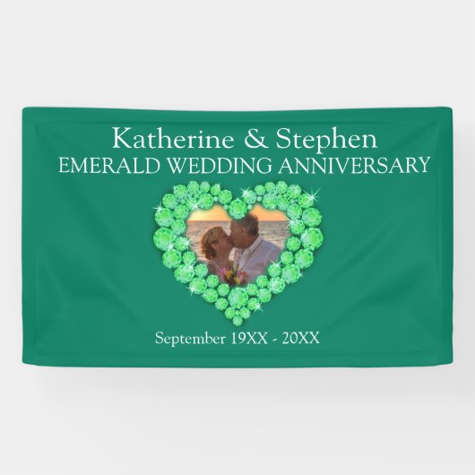 エメラルド結婚の記念日の緑の旗 横断幕 (横)