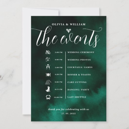 エメラルド結婚グリーンのイベント 招待状 (正面)