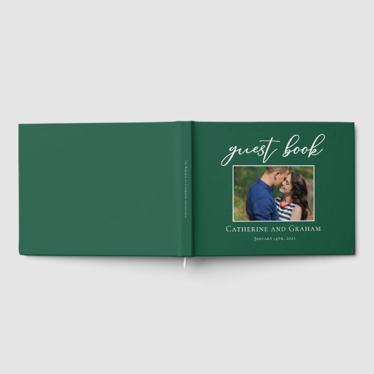 エメラルド結婚グリーンのカップル写真 ゲストブック (全面)