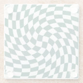 エメラルド結婚グリーンのコレクシ市松模様にョン ガラスコースター (裏面)