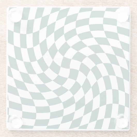 エメラルド結婚グリーンのコレクシ市松模様にョン ガラスコースター (裏面)