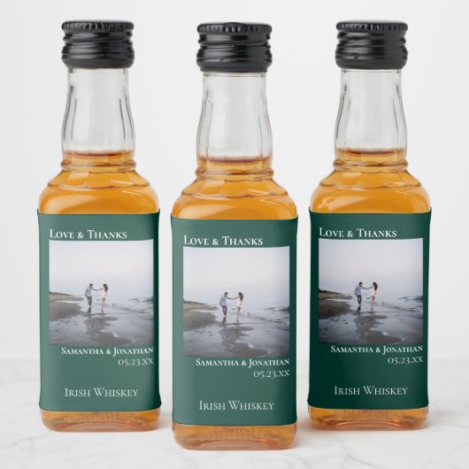 エメラルド結婚グリーンのフォトラブ&ミ感謝していニオ リキュールボトルラベル (ボトル)