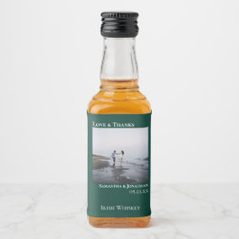 エメラルド結婚グリーンのフォトラブ&ミ感謝していニオ リキュールボトルラベル