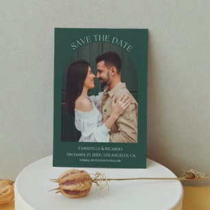 エメラルド結婚グリーンのモノグラム日付を保存 セーブザデート