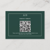 エメラルド結婚グリーンのQrコー結婚ド エンクロージャーカード (正面)