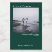 エメラルド結婚グリーンズラブ&感謝してい写真ミニ ワインラベル (シングルラベル)