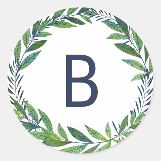 エメラルド結婚グリーンリーのシールモノグラム ラウンドシール (正面)