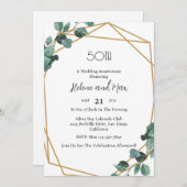 エメラルド結婚グリーンリーの記念日招待状 招待状 (正面/裏面)