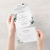 エメラルド結婚グリーンリー写真オールインワン・インベーティティ オールインワン招待状 (貼ってはがせる)