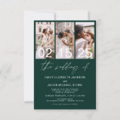 エメラルド結婚グリーン写真結婚の 招待状 (正面)