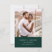 エメラルド結婚グリーン写真結婚の 招待状 (裏面)
