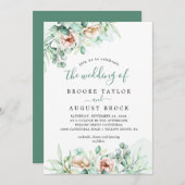 エメラルド結婚グリーン招待状 招待状 (正面/裏面)