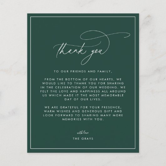 エメラルド結婚サンキューカード チラシ (正面)