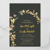 エメラルド結婚ラストエレガントバラ金ゴールド 箔招待状 (正面)
