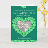 エメラルド結婚記念日両親写真カード カード (黄色い花)