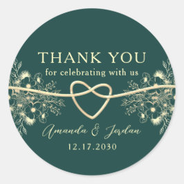 エメラルド結婚金ゴールドありがとう ラウンドシール