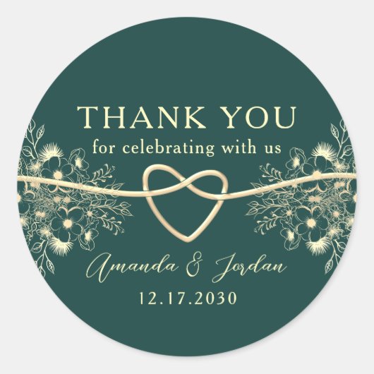 エメラルド結婚金ゴールドありがとう ラウンドシール (正面)