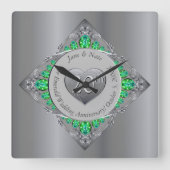 エメラルド結婚20周年記念 スクエア壁時計 (正面)