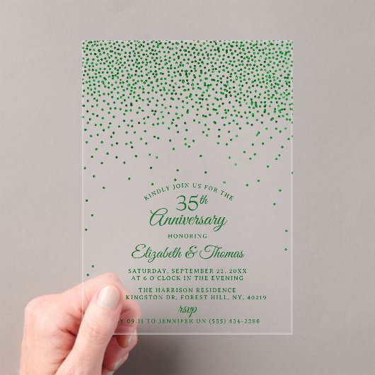 エメラルド結婚35周年記念 アクリル招待状 (インサイチュ (ポータブル))