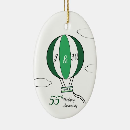 エメラルド結婚55周年記念ホットエアバルーン セラミックオーナメント (右)