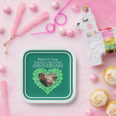 エメラルド結婚55周年記念写真ハート ペーパープレート (パーティー)