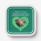 エメラルド結婚55周年記念写真ハート ペーパープレート (正面)