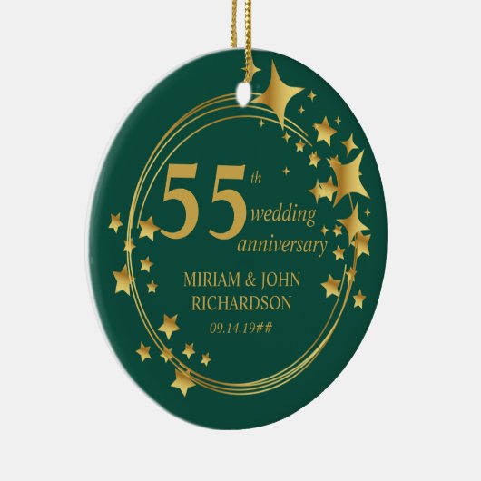 エメラルド結婚55周年記念写真金ゴールド星 セラミックオーナメント (右)