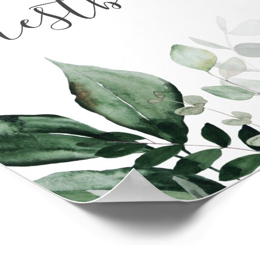 エメラルド緑の植物園結婚のゲストブックサイン ポスター (角)