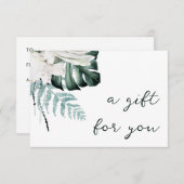 エメラルド緑の白い花のギフト券 (正面/裏面)