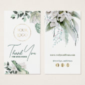 エメラルド緑の白い花のパッケージのインサート (正面&裏面)