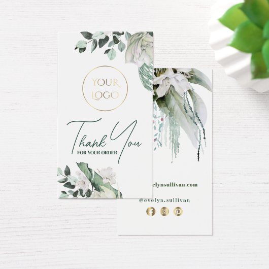 エメラルド緑の白い花のパッケージのインサート (デスク)