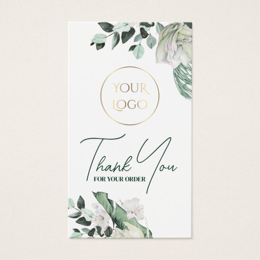 エメラルド緑の白い花のパッケージのインサート (正面)