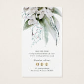 エメラルド緑の白い花のロゴ名刺 (裏面)