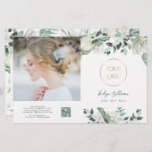 エメラルド緑の白い花二折パンフレット (正面/裏面)