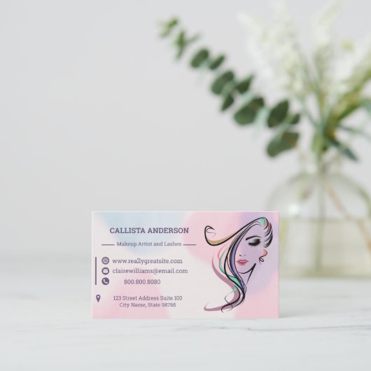 エメラルド美しいパーラーウーマンヘアスタイル 名刺 (スタンド正面)