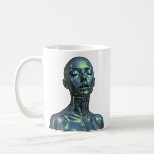 エメラルド色のAndroidビューティー コーヒーマグカップ (左)