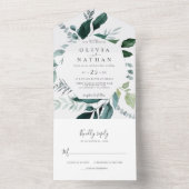 エメラルド葉グリー結婚フレームの全て オールインワン招待状 (内側)
