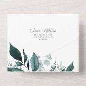 エメラルド葉グリー結婚フレームの全て オールインワン招待状 (裏面)