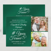 エメラルド記念日ハート YEARS INTO FOREVER インビ 招待状 (正面/裏面)