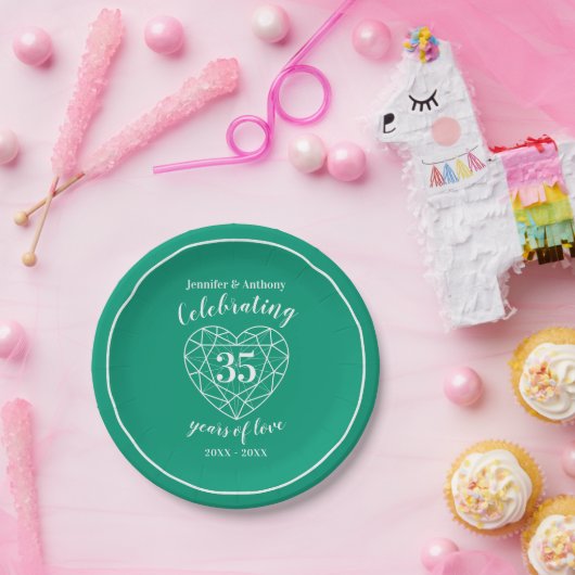 エメラルド記念日35年または20年のパーティープレート ペーパープレート (パーティー)