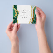 エメラルド金ゴールドアゲート – 結婚式DATE予算を保存 チラシ (手)