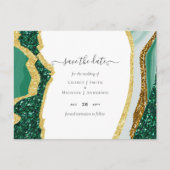 エメラルド金ゴールドアゲート – 結婚式DATE予算を保存 ポストカード (正面)