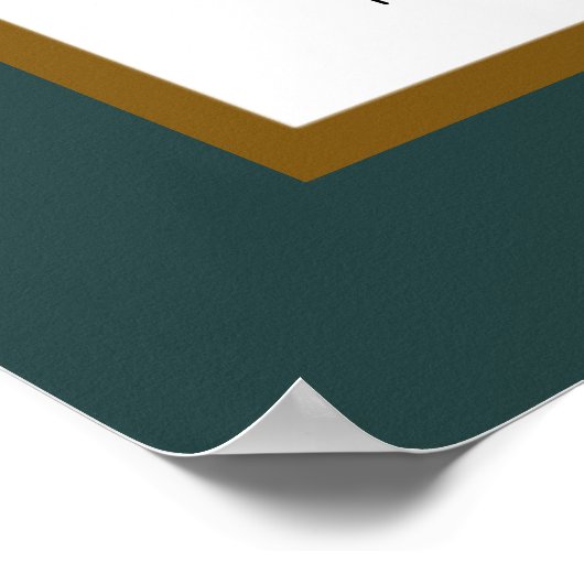 エメラルド金ゴールドウィンターウェディングシーティングチャート ポスター (角)