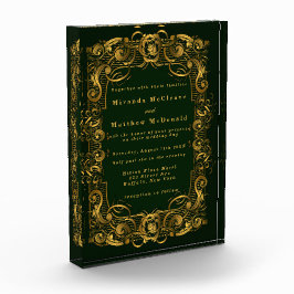 エメラルド金ゴールドオーナメント記念ウェディング招待 フォトブロック