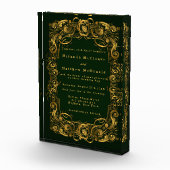 エメラルド金ゴールドオーナメント記念ウェディング招待 フォトブロック (右)